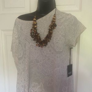 NEW WITH TAGS Simply Vera Wang large  cream patterned blouse